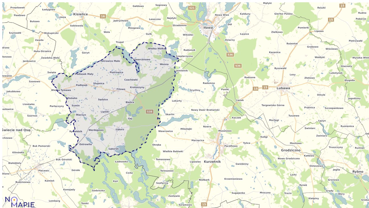 Mapa obszarów ochrony przyrody Biskupca